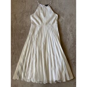Theory Women's‎ 6 Pleated Lace Halter Midi White Halter Dress Pleated Overlay